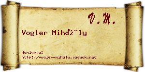 Vogler Mihály névjegykártya